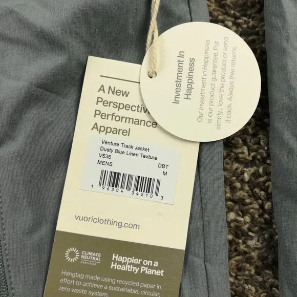 NWT Vuori Jacket Venture Track Full Zip Dusty Blue Mens Medium V536